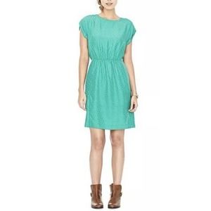 Fossil | Emily Silk Dress Size 0 Luminary Green Polka Dot Crewneck Empire Waist